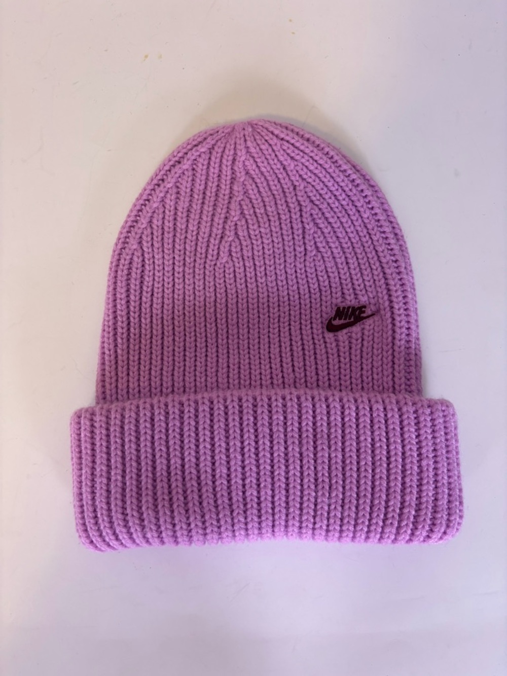 Nike Pinkish Purple Ribbed Knit Winter Beanie with Black Swoosh Tag Unisex